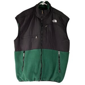 The North Face Men's Vintage Denali Black & Green Fleece Zip Up Vest XX-Large